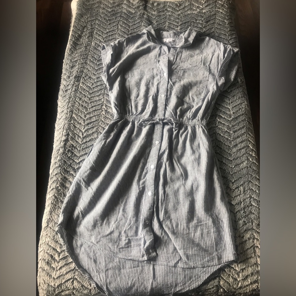 Blue white striped dress